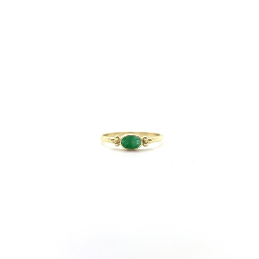 Tiny Facet Emerald Oval Triquetra Gold