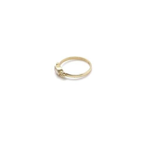 Tiny Facet Rainbow Moonstone Oval Triquetra Gold