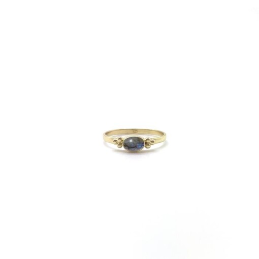 Tiny Labradorite Oval Triquetra Gold