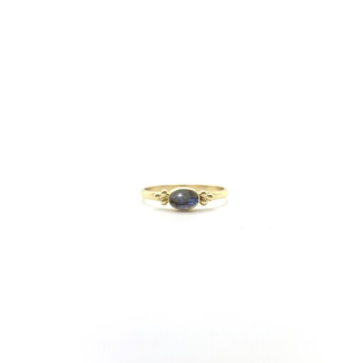 Tiny Labradorite Oval Triquetra Gold