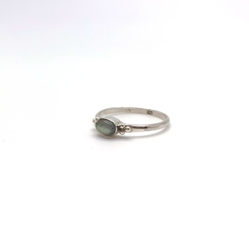 Tiny Labradorite Oval Triquetra Silver