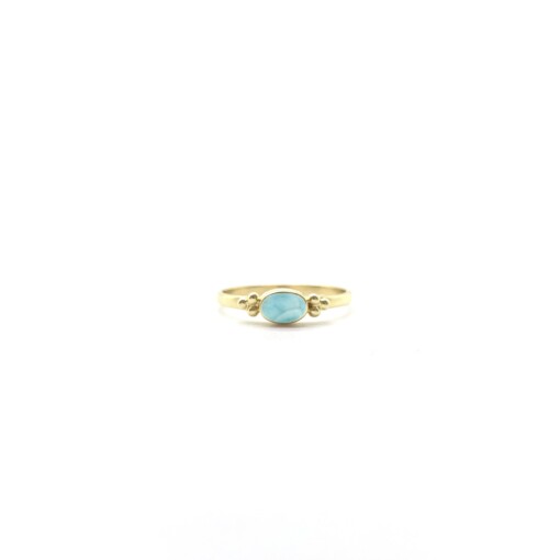 Tiny Larimar Oval Triquetra Gold