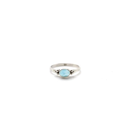 Tiny Larimar Oval Triquetra Silver