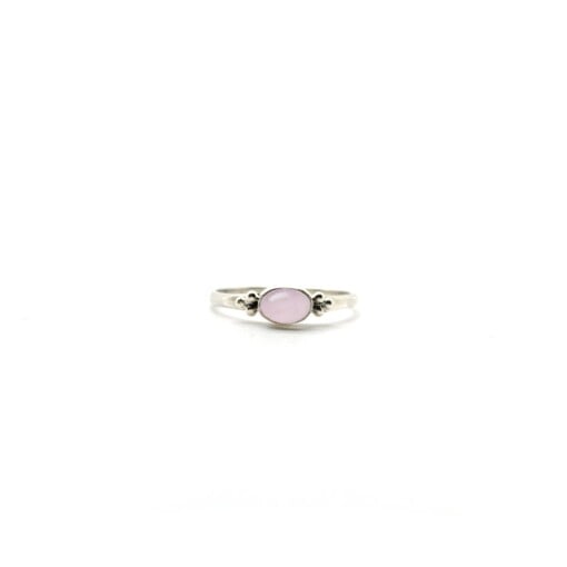 Tiny Rose Quartz Oval Triquetra Silver