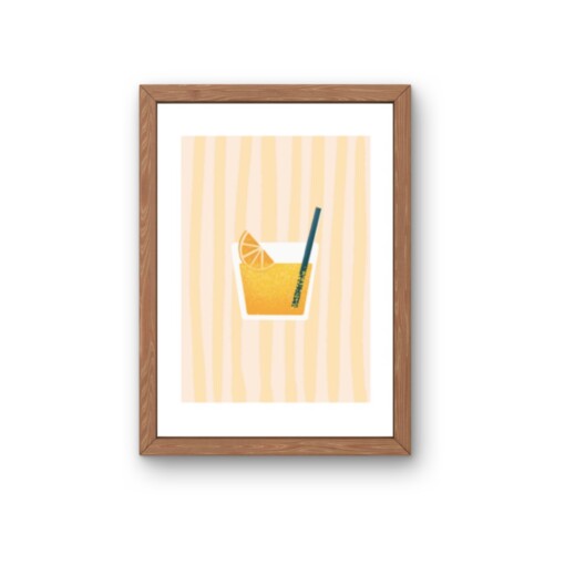 Zomers drankje kunstkaart – moderne cocktail illustratie voor keuken | A6 print 10x15 cm