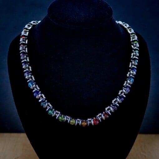 Stralende Regenboogketting met glaskristal en zilverkleurige accenten