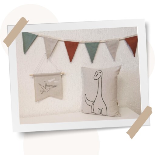 Dino Kussen - Diplodocus | Beige | 30 x 40 cm | Sierkussen