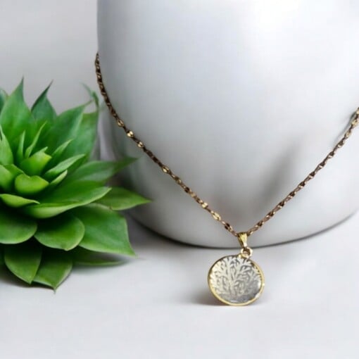 Goudkleurige Roestvrij Stalen Ketting met Ronde takjesontwerp Hanger 20 mm