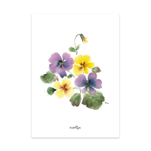 Set van 7 gevouwen A6 kaarten bloemen