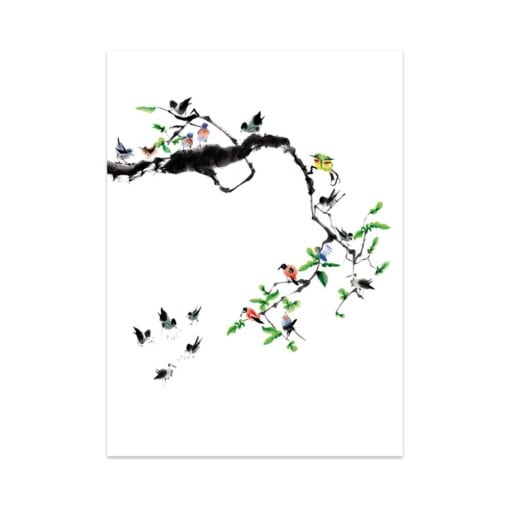 Set van 7 gevouwen A6 kaarten vogels