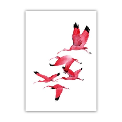 Set van 7 gevouwen A6 kaarten vogels