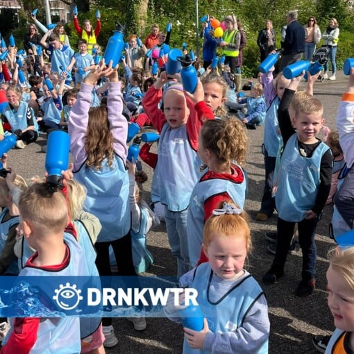 500ml. RVS drinkfles voor op school | sport | evenement - met Anti-drup-dop