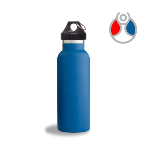 500ml. RVS Blue Bottle - thermosfles met Active dop en sleutelring