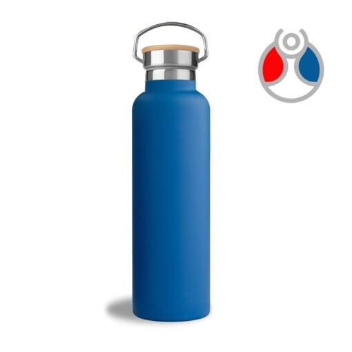 750ml. Blue Bottle - RVS thermosfles met Bamboo dop