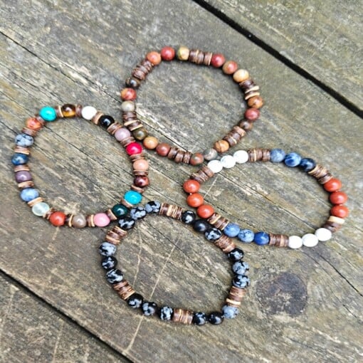 Natuursteen armbanden, 4 variaties