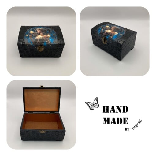 Handgedecoreerd kistje ‘Aquarius’ voor interieur of cadeau