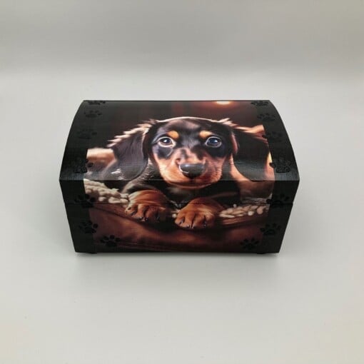 Handgedecoreerd kistje ‘The Happy Puppy’ voor interieur of cadeau