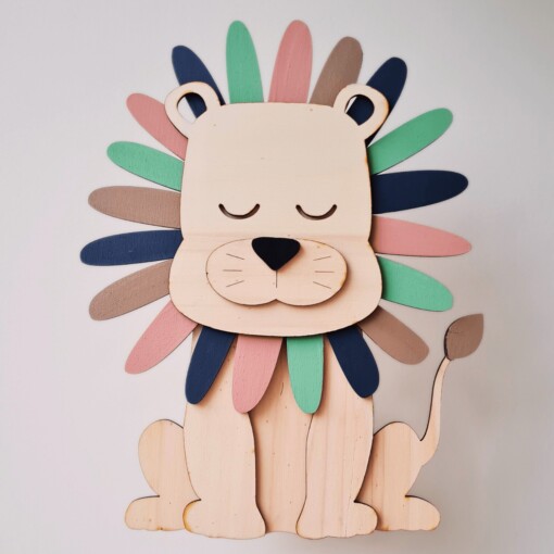 Handgemaakte Houten Wandlamp Leeuw