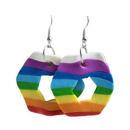 Oorbellen Regenboog ruit Uniek handwerk in polymeerklei. een sieraad voor jou of als cadeau