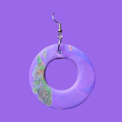 Oorbel of Ketting Hanger Paars Polymeer Klei Sieraad