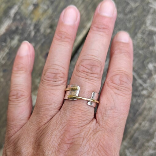 Birch collectie, open zilveren ring