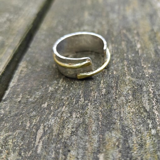 Birch collectie, open zilveren ring