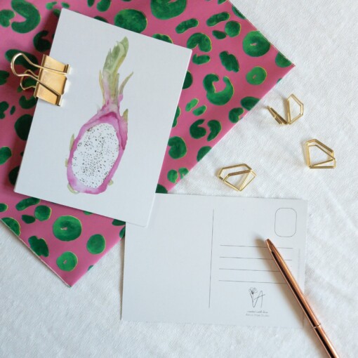 Dragon Fruit Kaart | Handgeschilderde wenskaart – Anna-Mae Studio