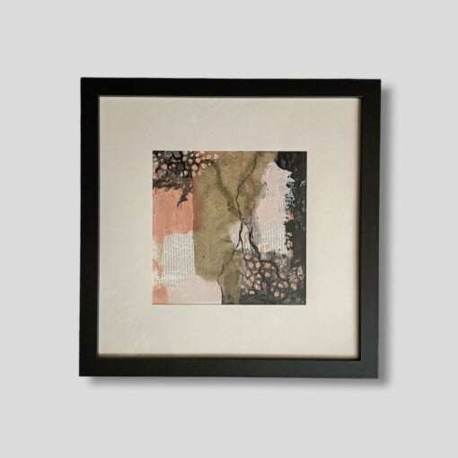 Klein mixed media schilderij met passe partout