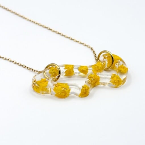 Organische Ketting met Echte Bloemen uit Amsterdam (draag op 2 manieren) (Limoncello Romance)