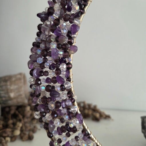 Staande Suncatcher met maan en amethist.