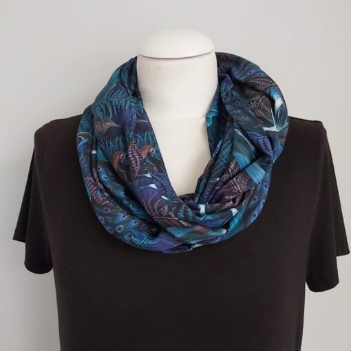 Tricot colsjaal (blauw | vogels)