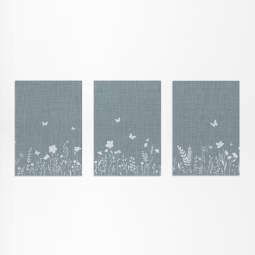 Botanische Set van 3 Posters - Bloemen en Vlinders