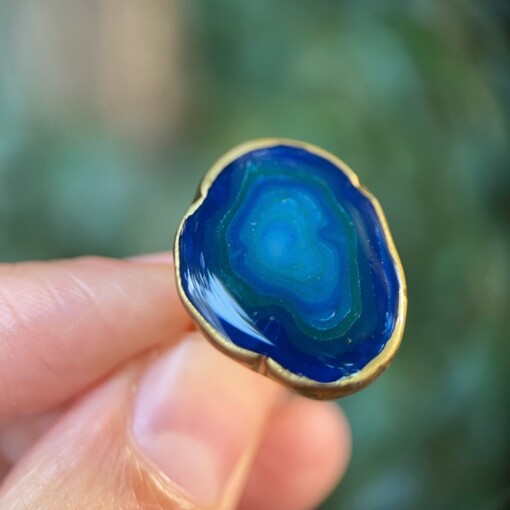 Faux agate steen oorbellen blauw - variant B