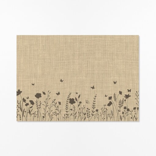 Japandi Botanische Wanddecoratie – Poster met Vlinders & Wilde Bloemen