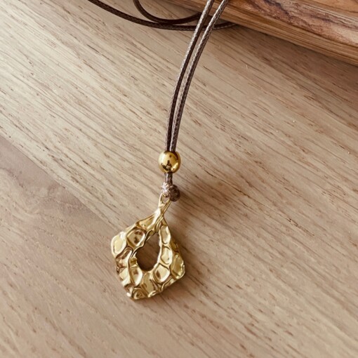 Ketting goldplated met wax koord