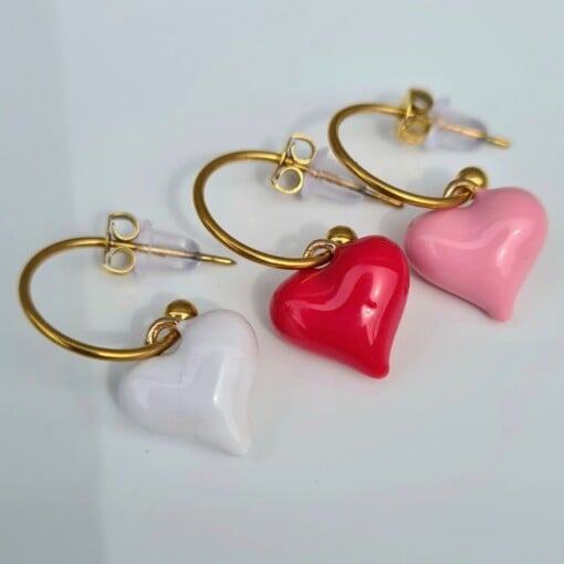 Oorbellen love hart gekleurd