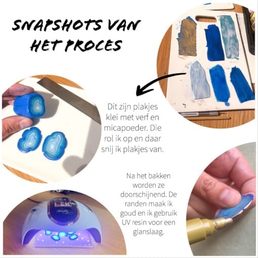 Ring faux agate blauw - verstelbaar