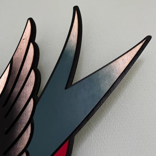 Zwaluw Vogel Lamp Handgemaakte Tattoo Art Wandlamp Uniek Houten Lamp