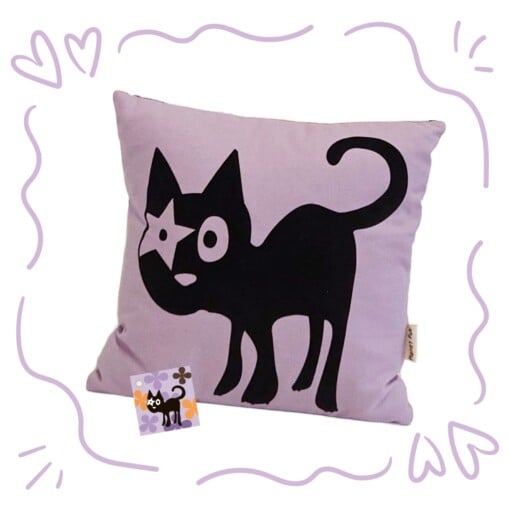 2 delige set kinderkamer accessoires met Hoshi de Kat en gratis cadeaukaartje | Lila