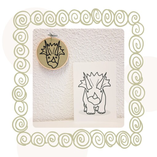 Handgemaakte Cadeau-, Decoratie set Terry Triceratops  | Dinokamer decoratie