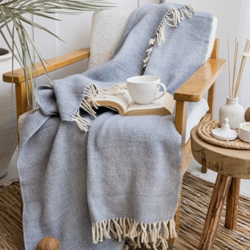 Ladira 100% Wol Plaid – Lichtblauw