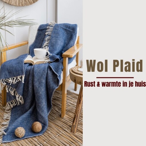 Ladira 100% Wol Plaid – Marineblauw