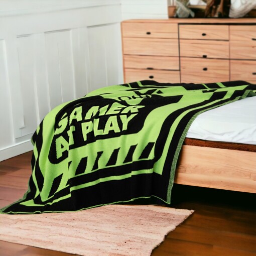 Game Deken – Gamer at Play – Neon Yellow – 130×170 cm