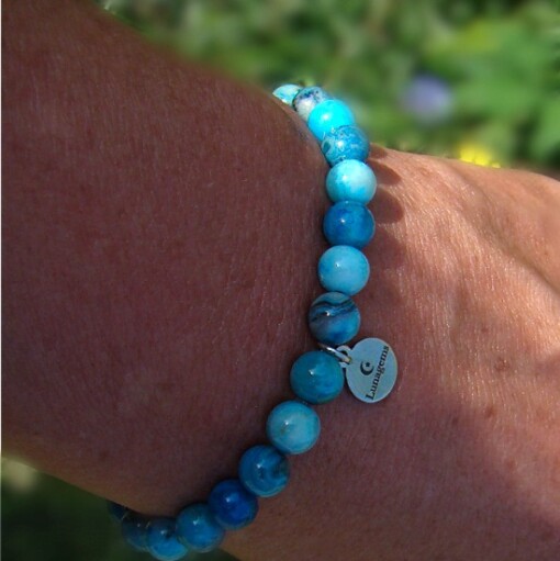 Elastische armband blue crazy agaat op maat gemaakt
