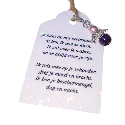 Setje van 5 beschermengeltjes van edelsteen met Swarovski parel