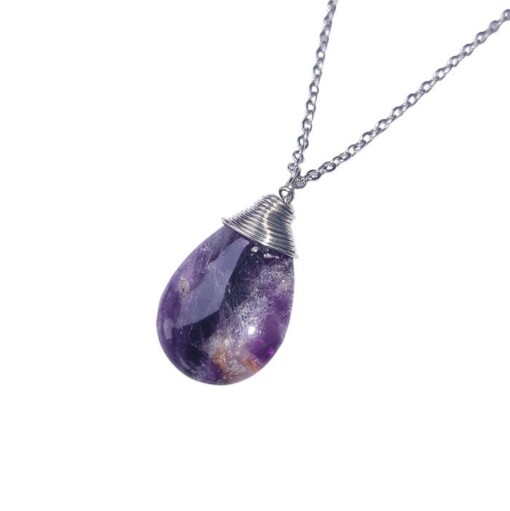 Stainless steel ketting met fluoriet druppel hanger