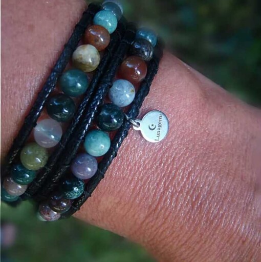 chan luu wrap armband Indian agaat op maat gemaakt