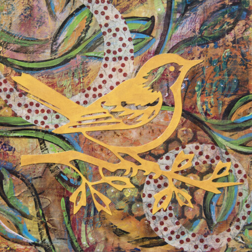 Nature spiral - collage en schilderij in lijst