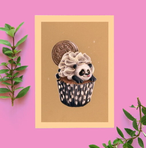 Verjaardags kaart Cupcake panda