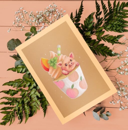 Verjaardags kaart Cupcake varken